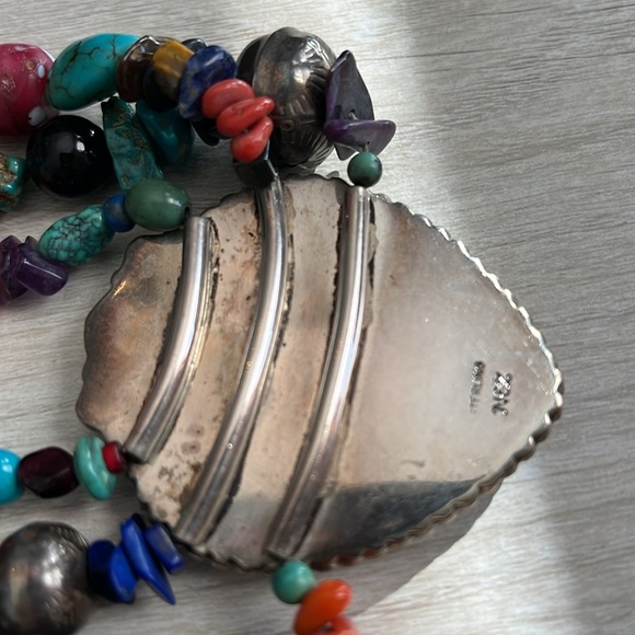 Sterling silver and beaded necklace - Picture 3 of 3